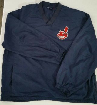 Vtg Cleveland Indians Pullover Sweater Chief Wahoo Mens XL BLUE 2
