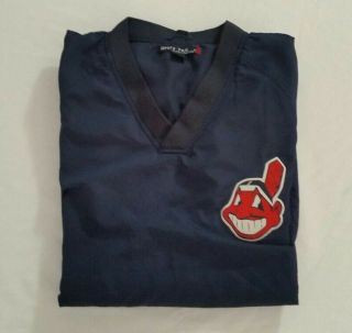 Vtg Cleveland Indians Pullover Sweater Chief Wahoo Mens XL BLUE 3
