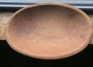 Vintage Signed By Glendon Boyd Hand Carved Wooden Cherry Wood Oval Bowl