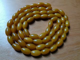 Vintage Butterscotch Amber Bakelite Faturan Prayer Beads Necklace 124g & 125cm