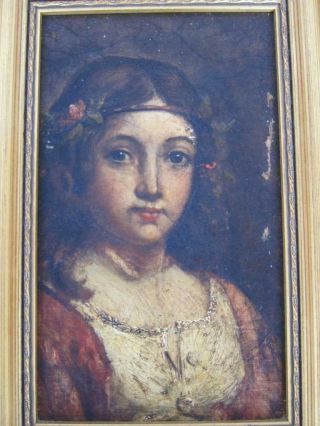 Fine Antique Pre Raphaelite Oil Painting Girl 1850 Lady Woman