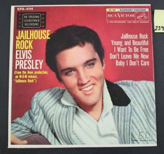 Vintage 1957 Elvis Presley - Jailhouse Rock - Rca Epa - 4114 Vinyl - 239