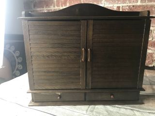 Vintage Mid - Century Hanging Wall Spice Cabinet W/spice Jars