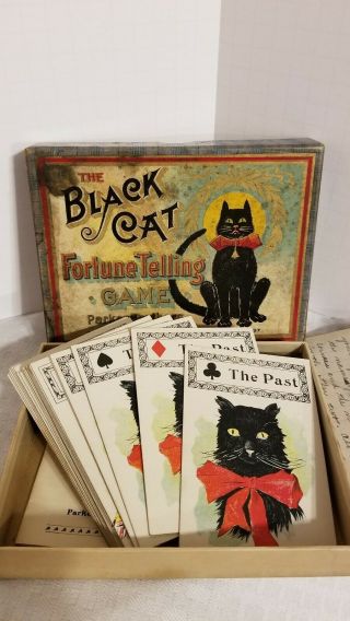 Antique Halloween Black Cat Fortune Telling Game Copyrt 1897 Cards Parker Bros