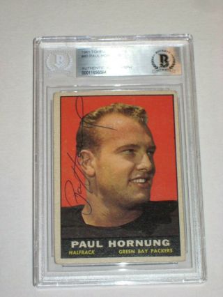 Paul Hornung (packers) Signed 1961 Topps Card 40 Beckett Authenticated