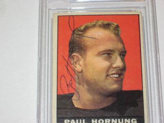 PAUL HORNUNG (Packers) Signed 1961 TOPPS Card 40 Beckett Authenticated 2