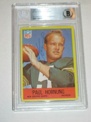 Paul Hornung (packers) Signed 1967 Philadelphia Card 123 Beckett Authenticated