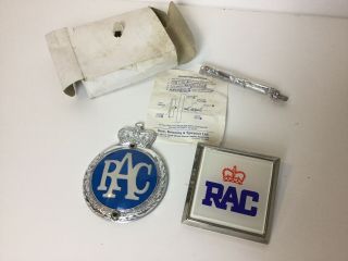 Pair Vintage Rac Royal Automobile Association Plastic Domed Square Car Badges
