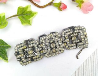 Vintage Chunky Statement Clear Paste Glass Crystals Bracelet - Spares