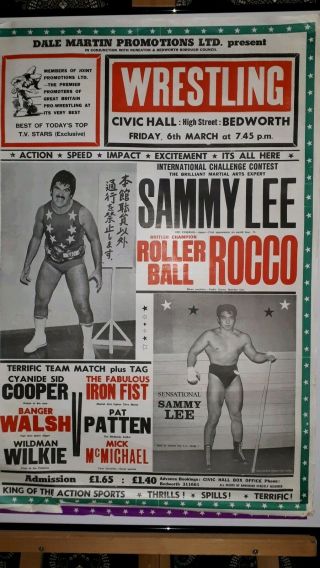 Vintage Wrestling Poster 80s Sammy Lee Pat Patten Mick Mcmicheal & Others
