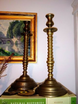 Tall Vintage Brass Candlesticks Oriental Style