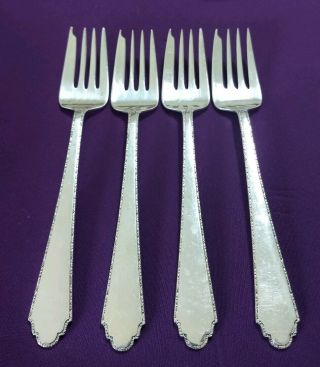 4 Lunt William & Mary Sterling Silver 6 3/4 " Salad/dessert Forks No Mono