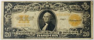 1922 $20 Gold Certificate Bill - Large Bill Note - Antique Twenty Dollars