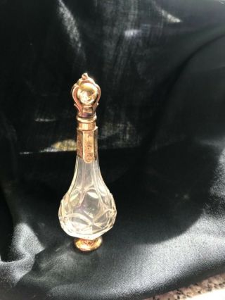 Antique 14k Gold Topped Glass Perfume Scent Bottle Dutch Circa 1820 - 50