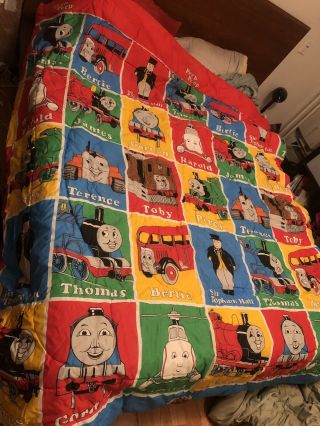 Vintage 1992 Thomas The Train Engine Twin Size Comforter Blue Red Green