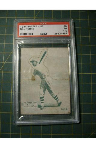 Vintage 1934 Batter - Up Baseball Card Bill Terry Hof No.  6 Psa Fair 1.  5 Nr
