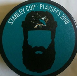 2018 SAN JOSE SHARKS STANLEY CUP PLAYOFFS OFFICIAL HOCKEY PUCK INGLASCO NHL 2