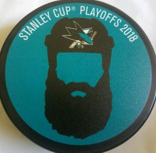 2018 SAN JOSE SHARKS STANLEY CUP PLAYOFFS OFFICIAL HOCKEY PUCK INGLASCO NHL 3