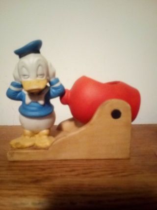 Disney Gift - Ware " Donald Duck " Vintage Ceramic Figure Donald With Cannon