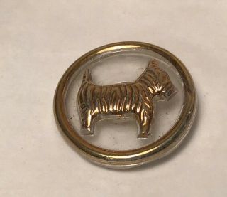 Large Vintage Glass Realistic Button Scottie Dogs W/ Gold Heavy Relief 1 1/8”