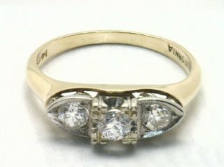 Solid 18 - 14k Gold Vintage 3 Old Cut Diamond Ring.  42cttw 2.  6 Grams No Res Y275