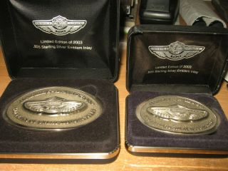 Harley Davidson 100th Anniversary Sterling Silver Belt Buckle His & Hers Nos