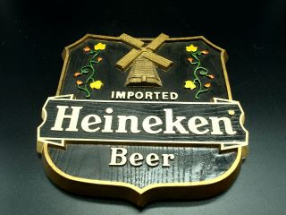 Vintage Heineken Beer Windmill Sign Plaque 1983 Painted Bar Or Man Cave Decor