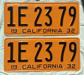 1932 California License Plates Pair Dmv Clear Professionally Restored
