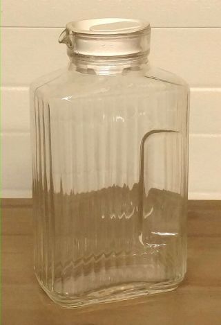 Vintage Glass Iced Tea / Water / Juice Pitcher With Stopper