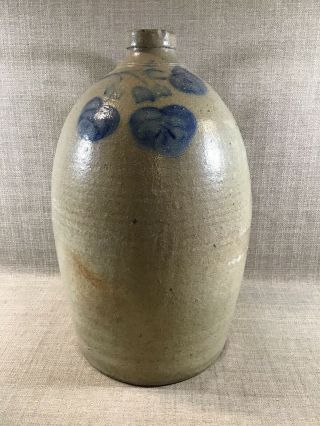 Antique Stoneware Crock Cobalt Blue 3 Gal Mcdonald & Benjamin Cincinnati Ohio
