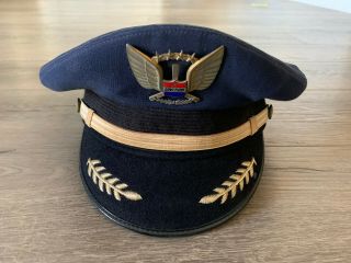 Vintage United Airlines Captain/1st Officer Pilot Hat By Bancroft Lax West Coast