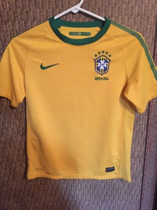 Youth Nike Dri - Fit Cbf Authentic Brazil Soccer Jersey Yellow Size L
