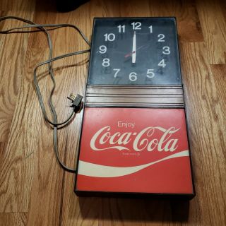Vintage Coca Cola Enjoy Coke Plastic Wall Clock Sign Display Black Red