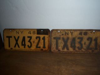 Vintage 1948 Pair Ny License Plates