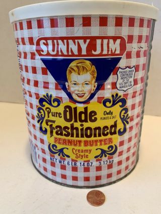 Vintage Sunny Jim 6 Ib Can.  Olde Fashioned Peanut Butter.