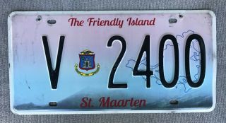 Sxm St.  Sint Maarten Dutch Caribbean Island Truck Vehicle License Plate: V 2400