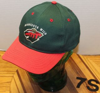Drew Pearson Youth Minnesota Wild Hockey Hat Snapback Green & Red Vgc