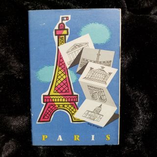 Vintage Paris France Vacation Tourist Guide And Fold - Out Map 1957