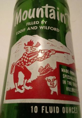 Vintage 1965 Hillbilly Mountain Dew Bottle - Filled By Eddie & Wilford - 10 Oz.