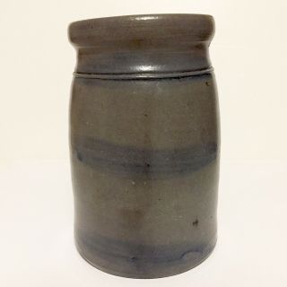 7” Antique Cobalt Blue 3 Stripe Salt Glaze Crock
