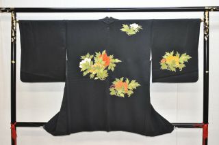 Vintage Silk Kimono Jacket:embroidered Colourful Tree Peony@yq87