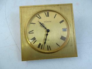 Vintage Lecoultre 8 Day Desk Clock Date/day Paperweight Bronze Swiss Retro Old
