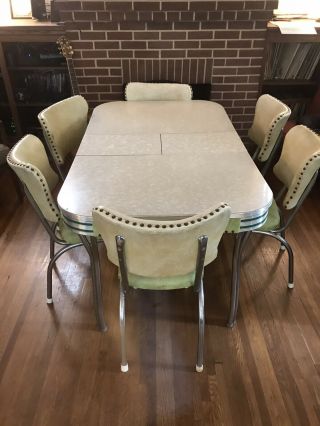 Vintage Mid - Century Formica Dining Table And 6 Chairs