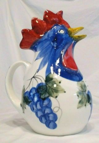 Large Vintage Rooster Pitcher 12 " Tall Holds 9 Cups Beverage Perfect