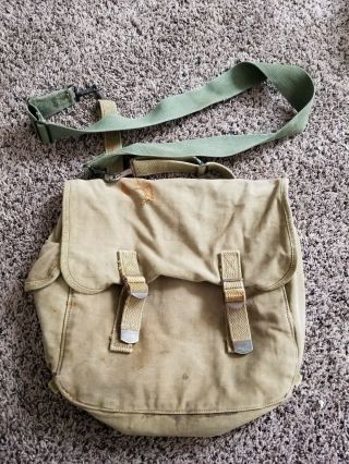Tan Us Army Shoulder Bag Backpack Rucksack Vintage Mussette Feild Bag