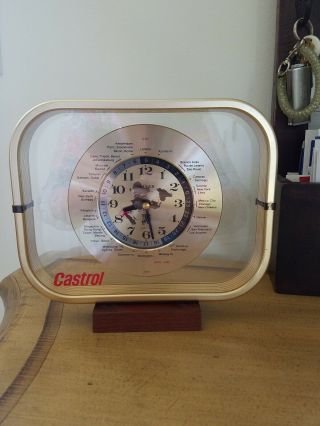 Castrol Vintage Gmt Kruger Precision World Clock Airplane Second Hand
