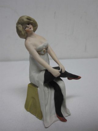 Antique German Bisque Schafer & Vater Sexy Woman With Black Stockings 5 1/8 "