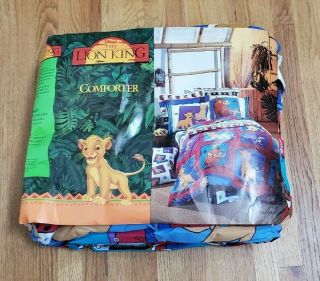 Vintage 90s Disney Lion King Reversible Twin Size Comforter Blanket Simba Nahla