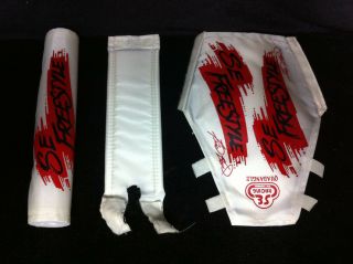 Nos 1980s White & Red Se Racing Fred Blood Quadangle Pad Set Old School Bmx