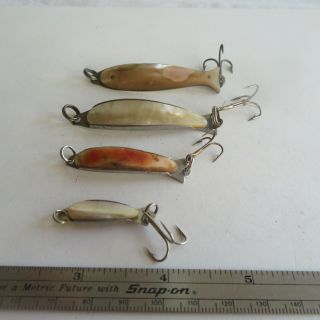 Fishing Lure 4 Vintage Mother Of Pearl Spoon 2 @ 2½ " And 17/8 " And 1¼ "